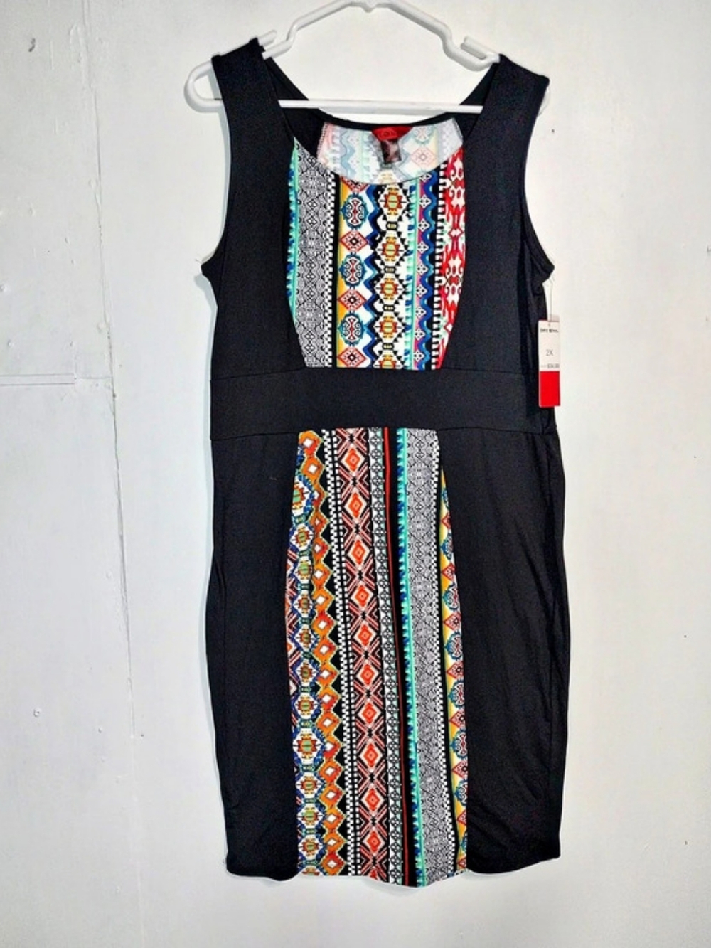 Hot Kiss Women's Geometric Mini Dress in Black & Multicolor